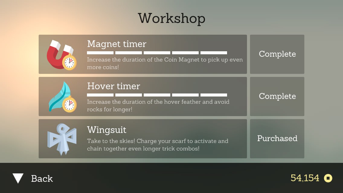 in-game purchasable item menu